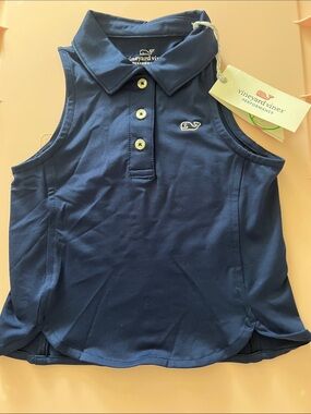 Vineyard Vines Girls' Navy Sleeveless Performance Polo
